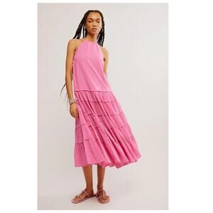 NEW Free People Somewhere Sunny Drop-Waist Midi Dress Size Medium